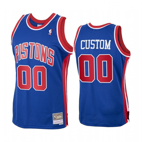 Custom #00 Detroit Pistons Royal 1988-89 Hardwood Classics Jersey