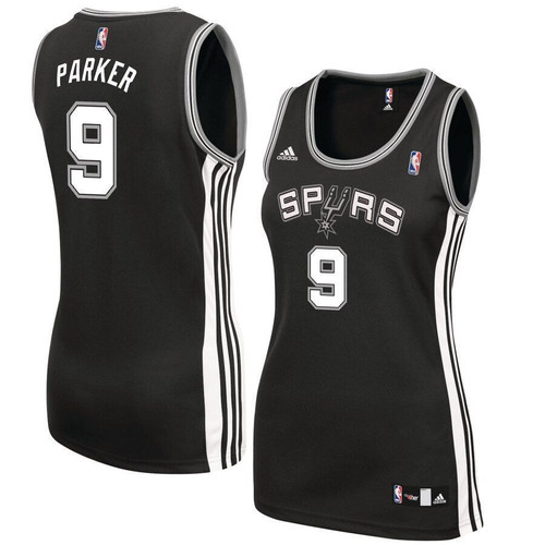 Tony Parker San Antonio Spurs Adidas Woteam Replica Black 3D Jersey
