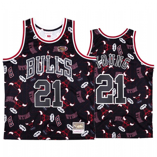 Thaddeus Young #21 Chicago Bulls Black Tear Up Pack Jersey