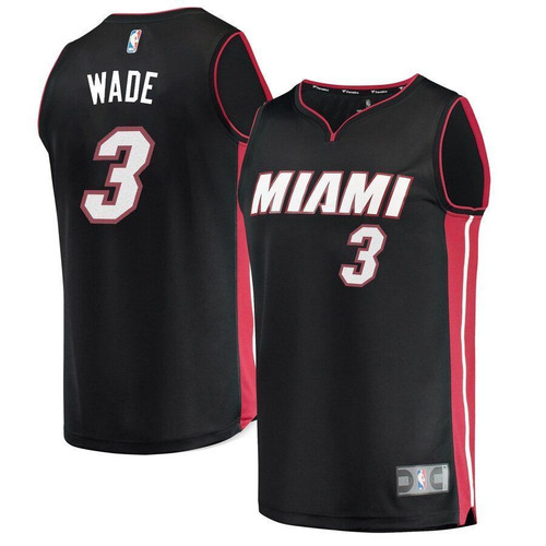 Dwyane Wade Miami Heat Fanatics Branded Fast Break Replica Black Icon Edition 3D Jersey