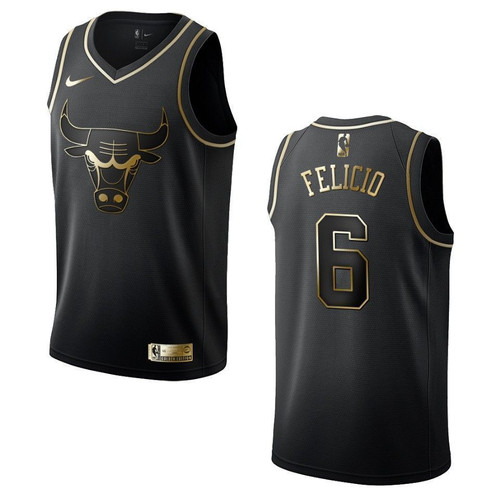 Chicago Bulls 6 Cristiano Felicio Golden Edition Black 3D Jersey