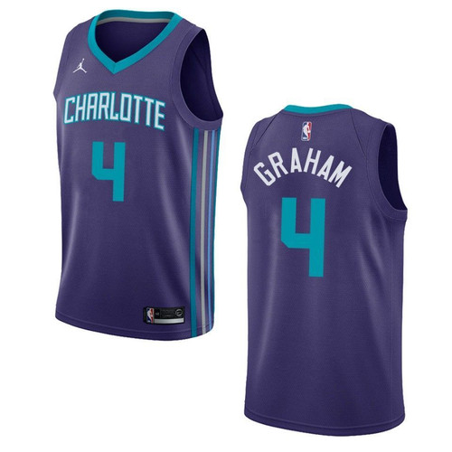 Charlotte Hornets 4 Devonte' Graham Statement Swingman Purple 3D Jersey