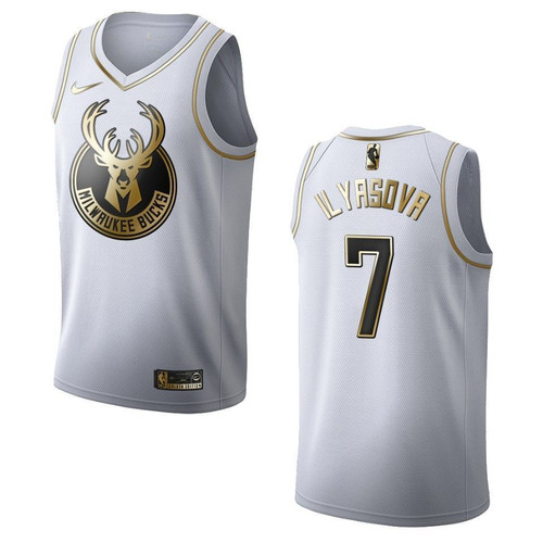 Milwaukee Bucks 7 Ersan Ilyasova Golden Edition White 3D Jersey