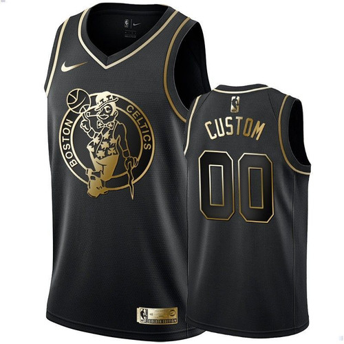 Men'S Boston Celtics Custom Black #00 Golden Edition Swingman Jersey