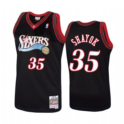 Philadelphia 76Ers #35 Marial Shayok Hardwood Classics Black Jersey