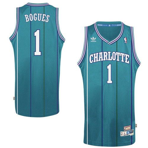 Men'S Muggsy Bogues Charlotte Hornets Teal Hardwood Classics Swingman Jersey