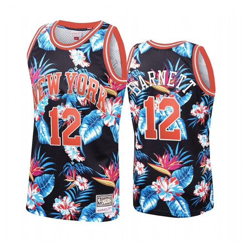 New York Knicks Dick Barnett #12 Floral Fashion Jersey Men'S