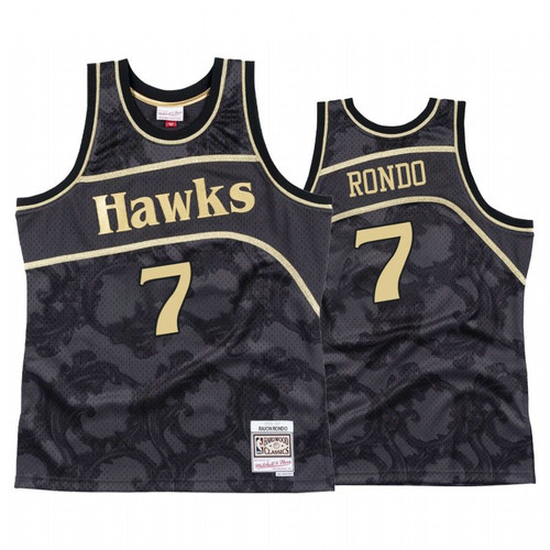Rajon Rondo #7 Atlanta Hawks Black Toile Jersey