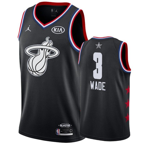 Men'S Miami Heat #3 Dwyane Wade 2019 All-Star Jersey - Black