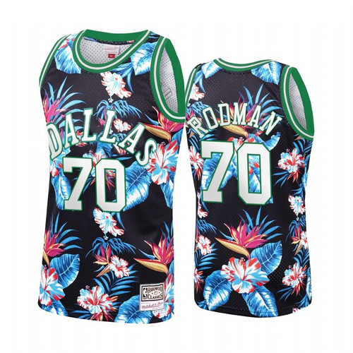 Dallas Mavericks Dennis Rodman #70 Floral Fashion Jersey Men'S