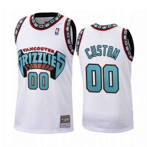 Custom #00 Memphis Grizzlies White Hardwood Classics 1998 Jersey