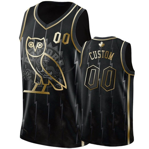 Toronto Raptors Custom #00 Ovo Black Golden Edition Jersey