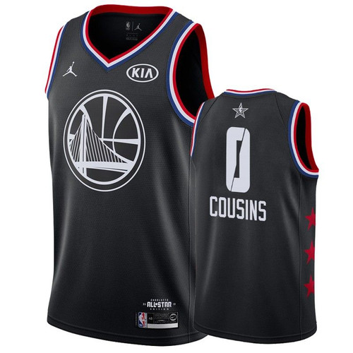 Men Golden State Warriors #0 Demarcus Cousins 2019 All-Star Game Finished Jersey - Black