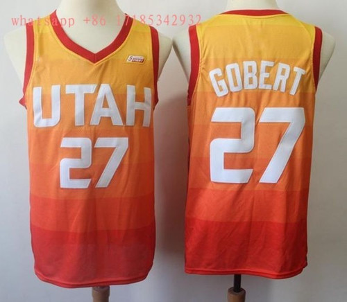 Utah Jazz Rudy Gobert 27 2021 Nba New Arrival Gradient Orange Jersey