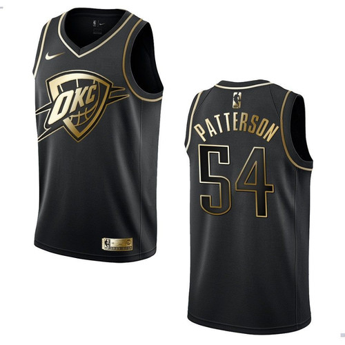 Oklahoma City Thunder 54 Patrick Patterson Golden Edition Black 3D Jersey