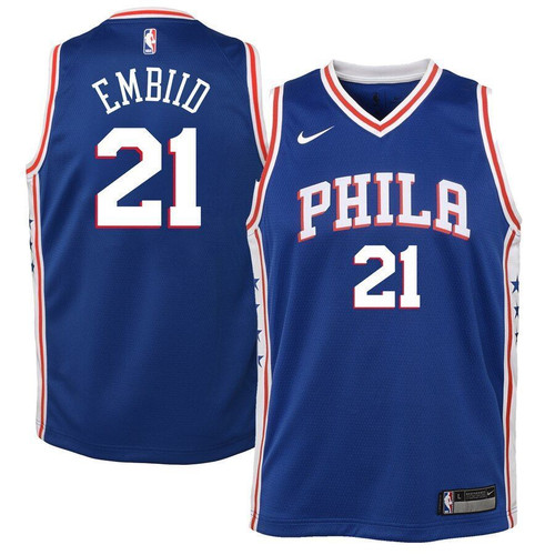 Joel Embiid Philadelphia 76Ers Youth Jersey Royal Icon Edition 2019