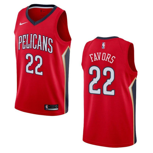 New Orleans Pelicans 22 Derrick Favors Statement Swingman Red 3D Jersey