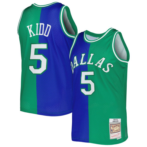 Jason Kidd Dallas Mavericks Mitchell & Ness Hardwood Classics 1994-95 Split Swingman Jersey - Blue/Green