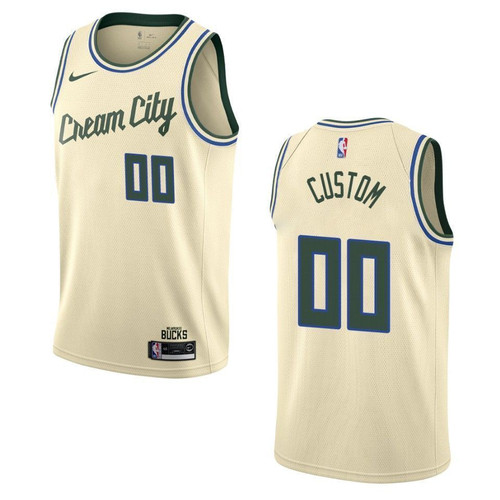 Milwaukee Bucks 00 Custom City Edition Swingman Cream 3D Jersey