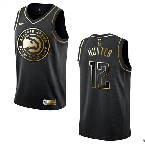 Atlanta Hawks 12 De'Andre Hunter Golden Edition Black 3D Jersey
