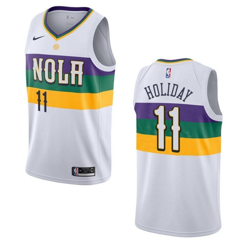 New Orleans Pelicans 11 Jrue Holiday City Edition Swingman White 3D Jersey