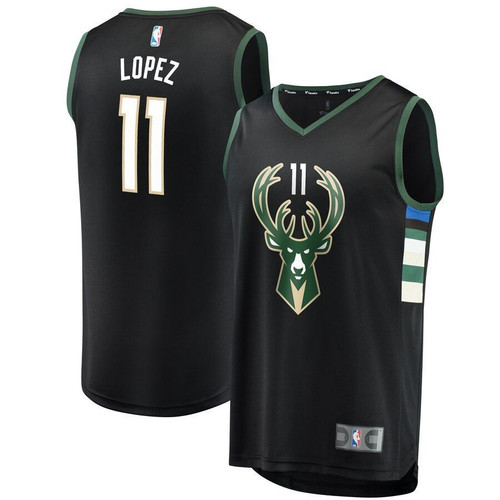 Brook Lopez Milwaukee Bucks Fast Break Replica Jersey Statement Edition Black 2021