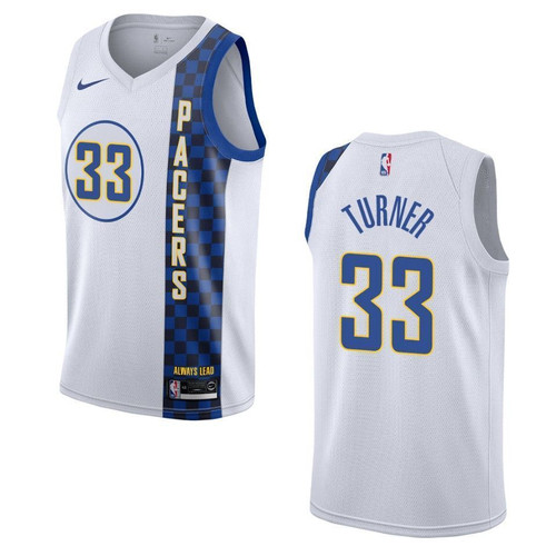 Indiana Pacers 33 Myles Turner City Swingman White 3D Jersey