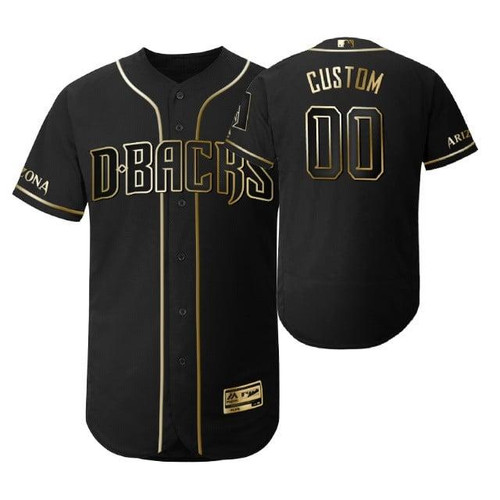 Arizona Diamondbacks #00 Any Name Mlb 2019 Golden Edition Black Jersey Gift For Diamondbacks Fans