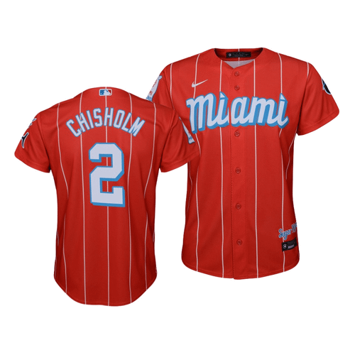 Miami Marlins Jazz Chisholm #2 2021 City Connect Replica  Jersey Red