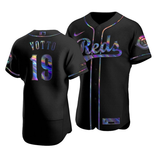 Cincinnati Reds Joey Votto #19 Iridescent Logo Holographic Limited Jersey Black