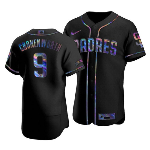 Men'S San Diego Padres Jake Cronenworth #9 Iridescent Logo Holographic Limited Jersey Black