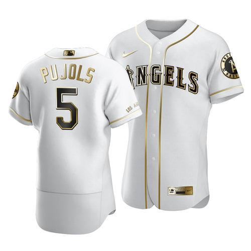 Angels Albert Pujols #5 Golden Edition White  Jersey