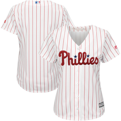 Women'S Majestic White/Scarlet Philadelphia Phillies Official Cool Base Jersey