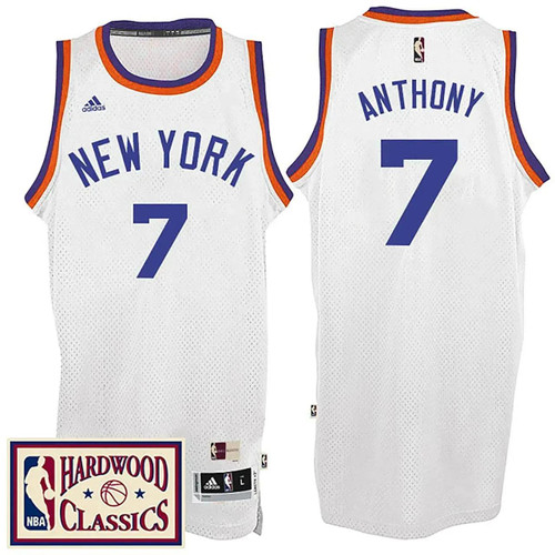 Men'S Male 2016-17 Season New York Knicks #7 Hardwood Classics Throwback White Nba Jersey Carmelo Anthony Nba Jersey