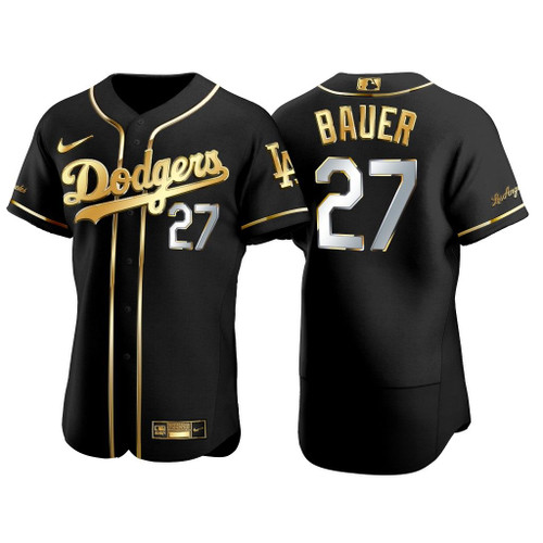Trevor Bauer Los Angeles Dodgers 2021 Gold Program #27 Jersey Black Golden 