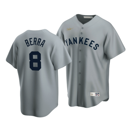 Men'S New York Yankees Yogi Berra #8 Cooperstown Collection Gray Road Jersey