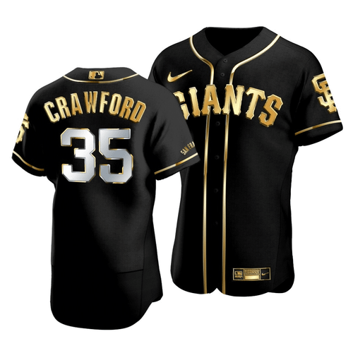 Men'S San Francisco Giants Brandon Crawford #35 Golden Edition Black  Jersey