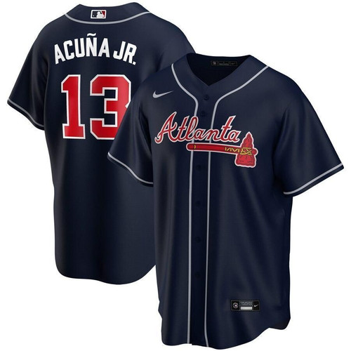 Ronald Acuna Jr. Atlanta Braves Alternate 2021 Replica Player Navy 3D Jersey