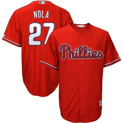 Aaron Nola Philadelphia Phillies Majestic Alternate Official Cool Base Player Red 3D Jersey