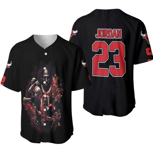 Chicago Bulls Michael Jordan 23 NBA Legendary Captain Black 3D Designed Allover Gift For Bulls Fans Baseball Jersey