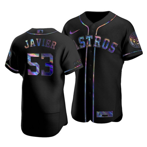 Men'S Houston Astros Cristian Javier #53 Iridescent Logo Holographic Limited  Jersey Black