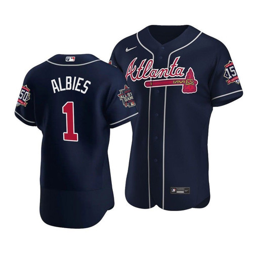 Atlanta Braves Ozzie Albies #1 2021 Mlb All-Star Game Patch Team Jersey Navy