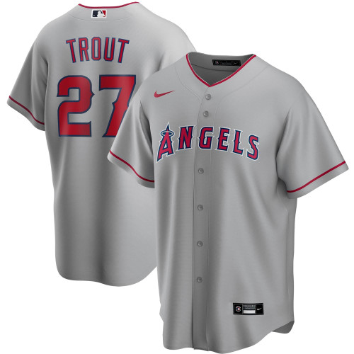 Men'S Mike Trout Silver Los Angeles Angels Road Replica Player Name Jersey