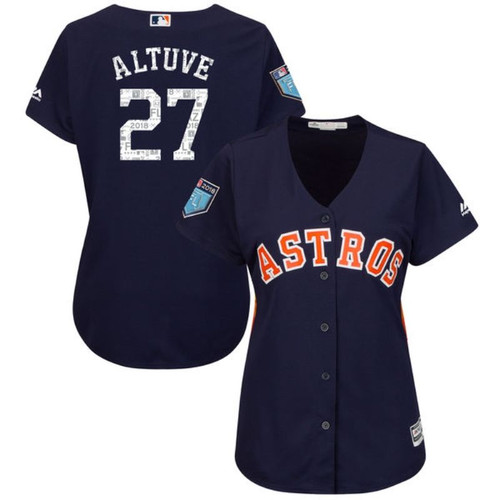 Jose Altuve Houston Astros #27 Mlb 2018 Spring Edition Dark Blue Woman Jersey