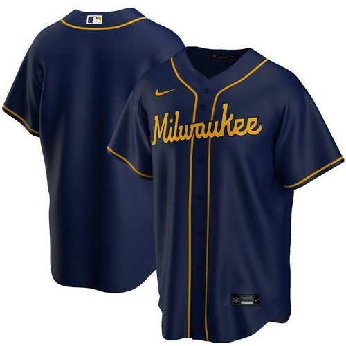 Milwaukee Brewers Alternate 2021 Replica Team Navy 3D Jersey