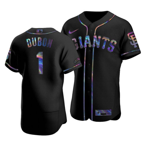 Men'S San Francisco Giants Mauricio Dubon #1 Iridescent Logo Holographic Limited  Jersey Black