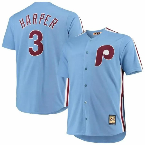 Bryce Harper Philadelphia Phillies Majestic Big And Tall Alternate Cool Base Player Jersey - Light Blue