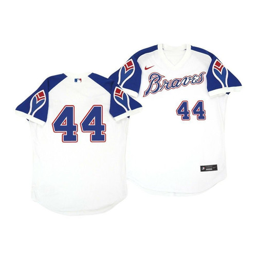 Atlanta Braves Hank Aaron #44 Cooperstown White Throwback Home Jersey