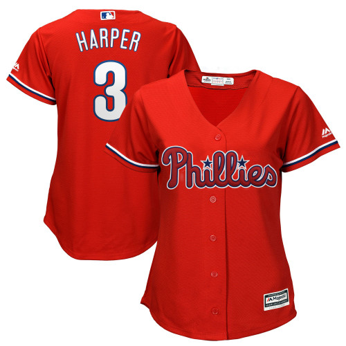 Women'S Majestic Bryce Harper Scarlet Philadelphia Phillies Cool Base Replica Player Jersey