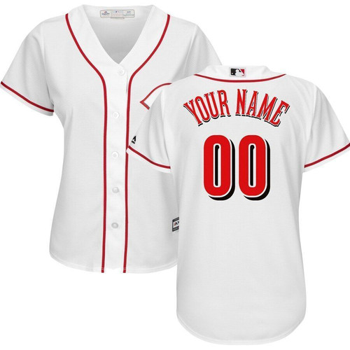 Cincinnati Reds Majestic Womens Home Cool Base Custom Jersey Jersey White 2021